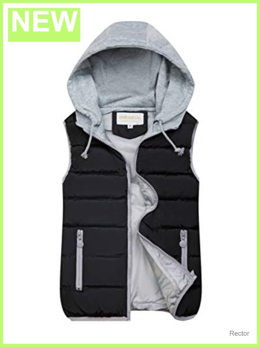 Quilted Puffer Vest Zip Up Hooded Sleeveless Winter Outerwear